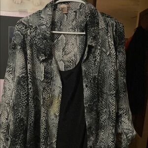 Snakeskin Print Button-Up Shirt